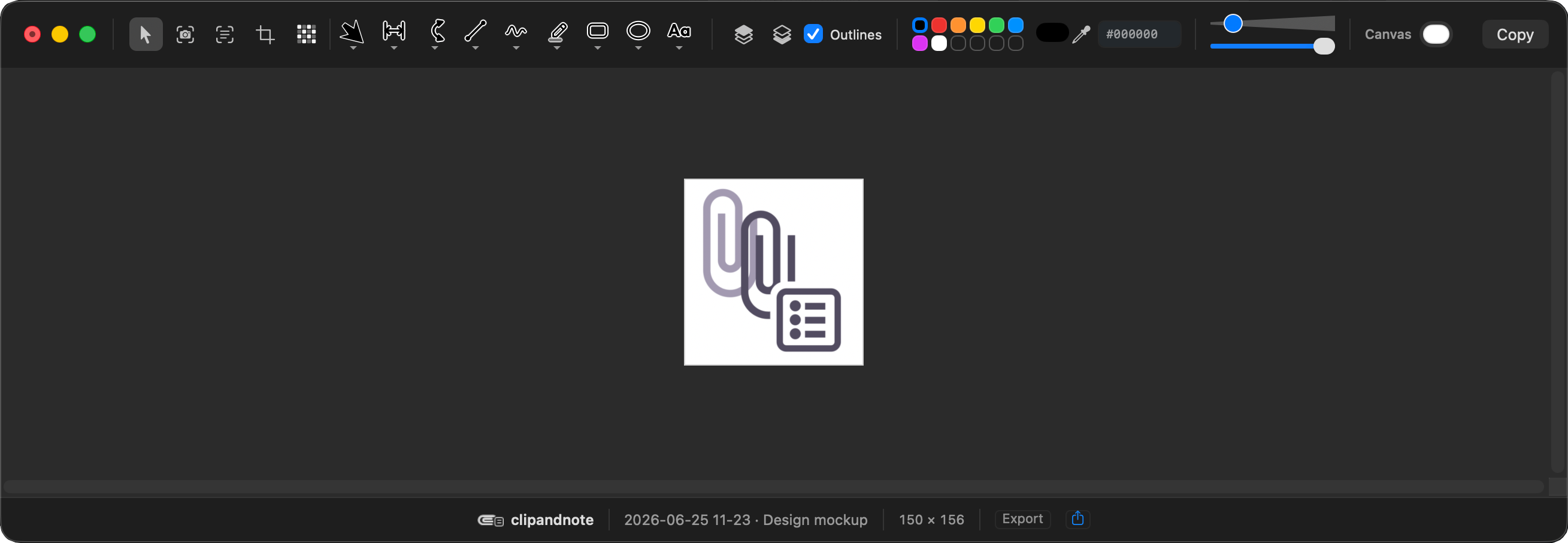 The clipandnote editor toolbar